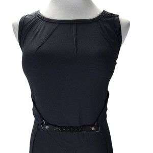 Malo Italy Black Dress Size 38 Sleeveless Sheath Belt Detail Career Cocktail